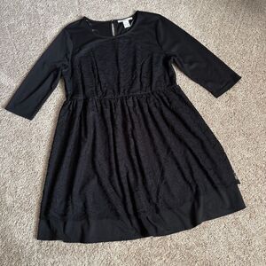 American Rag Dress Womens 3X Black Lace Fit & Flare 3/4 Sleeves Stretch NWT